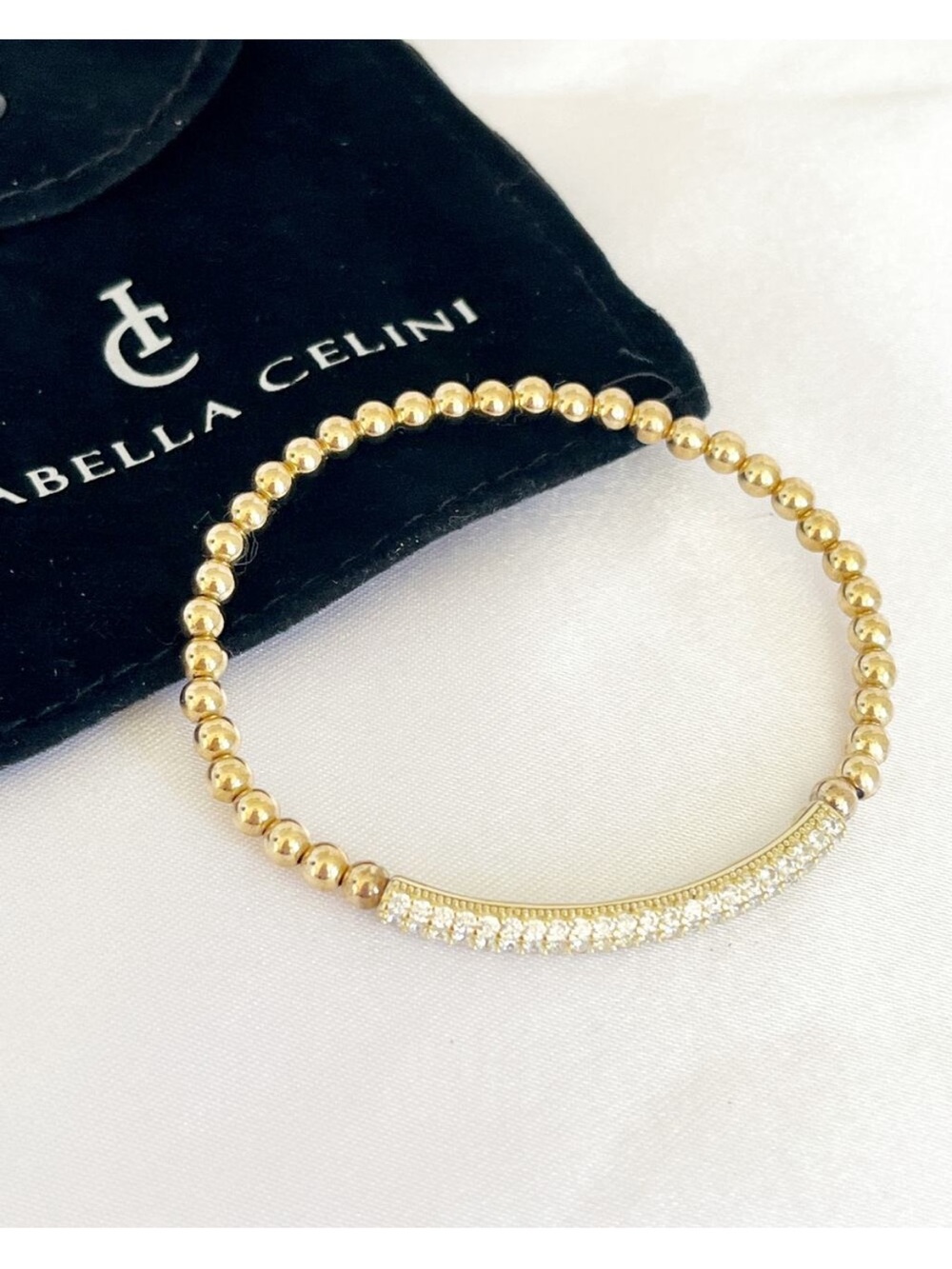 Isabella Celini Gold and Crystals Beaded Bracelet